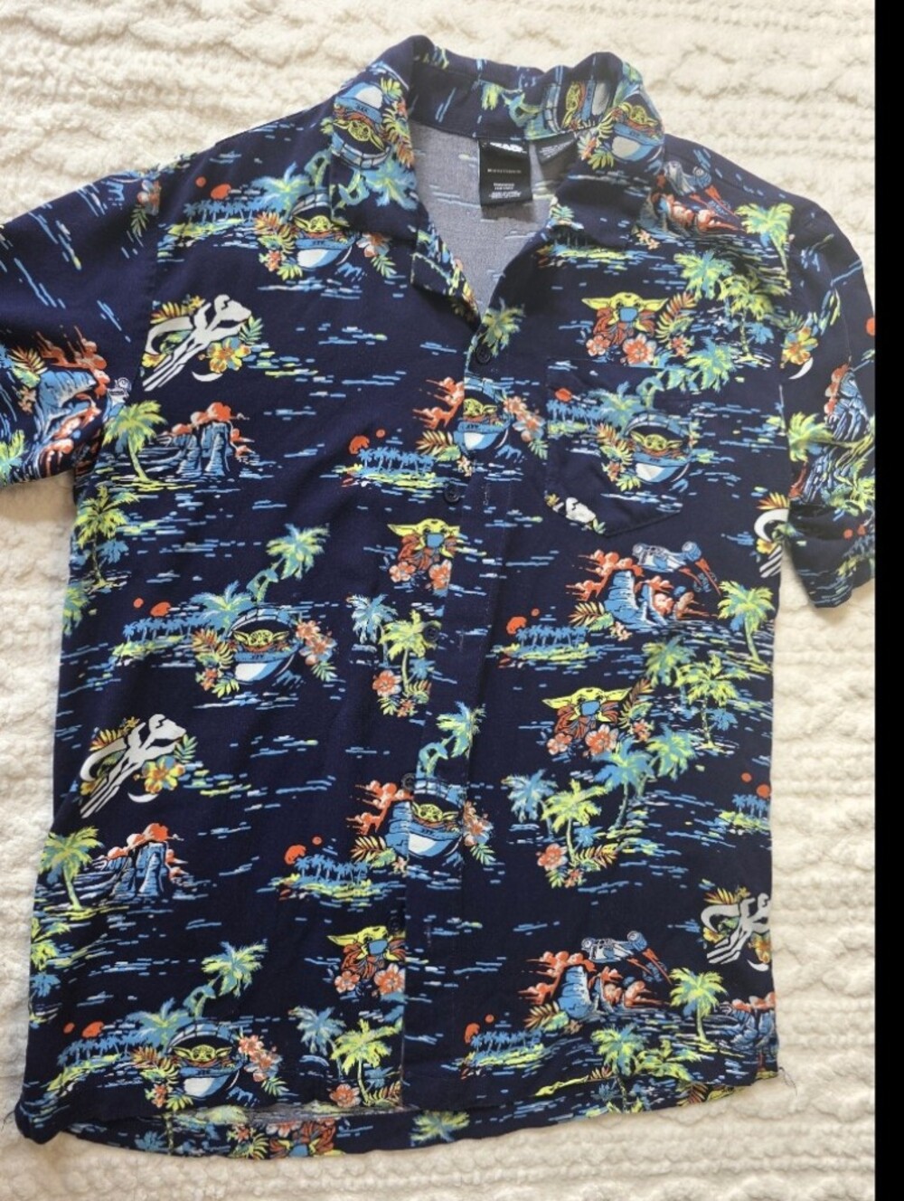 Star Wars Tropical Hawaiian Button Up Shirt S/M Navy